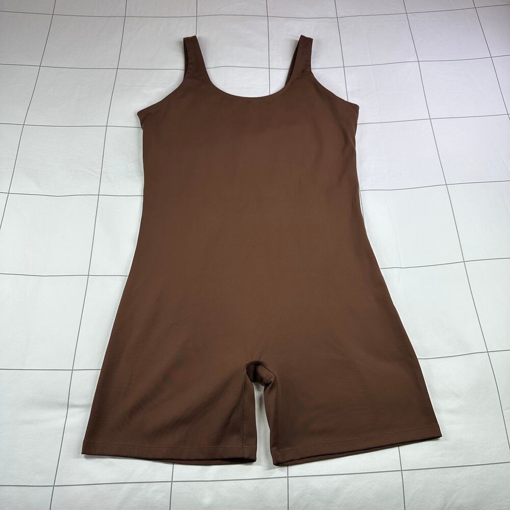 Girlfriend Collective Romper Womens XL Brown One Piece Athletic Bike Unitard Gym